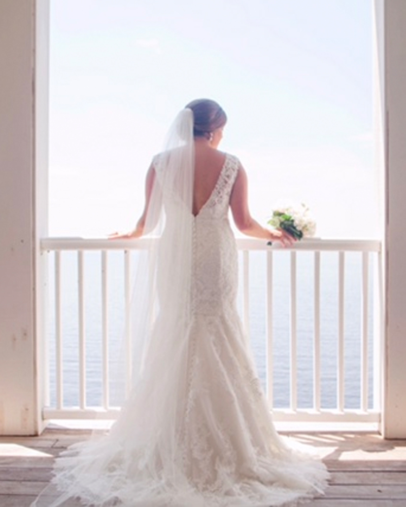 bride overlooking water, waterfront weddings in edenton nc
